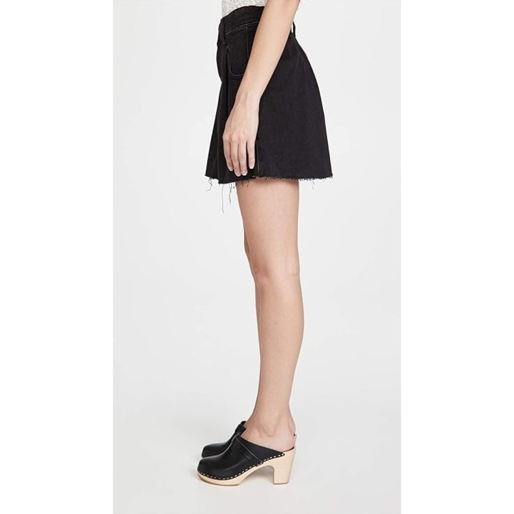 Free People Cosmico Flirt Cutoff Pleated Denim Mini Skirt A Line Rain Black 25 - Picture 4 of 11